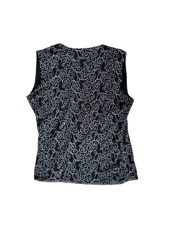 Vintage 90s V-cut tank blouse with golden thread on black chiffon like material - Picture 4 of 4